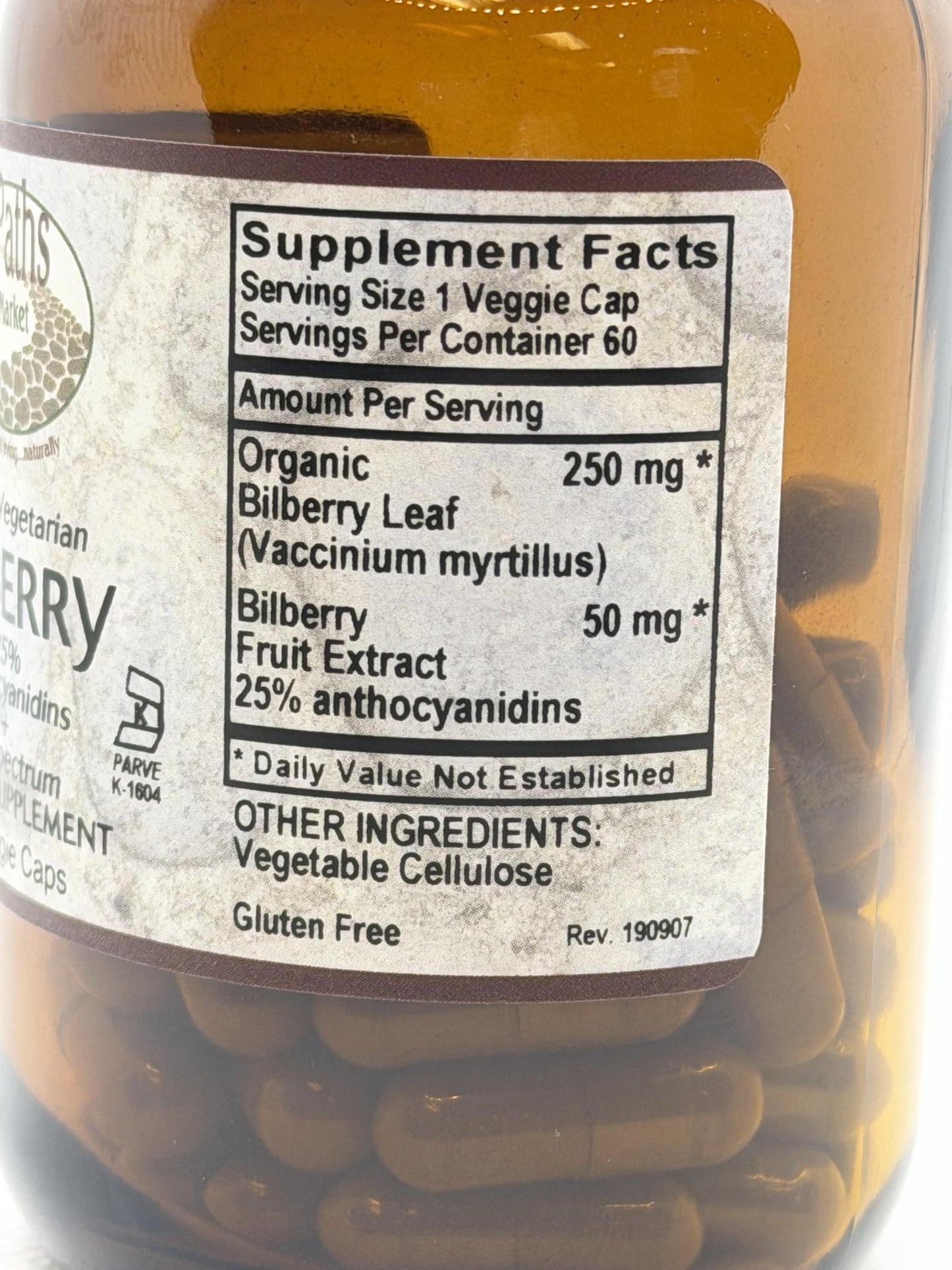 Old Paths Bilberry Powder Capsules Standardized, 60 ct