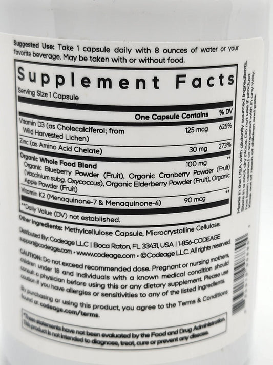 CODEAGE Amen Vitamin D K2 & Zinc, 60caps