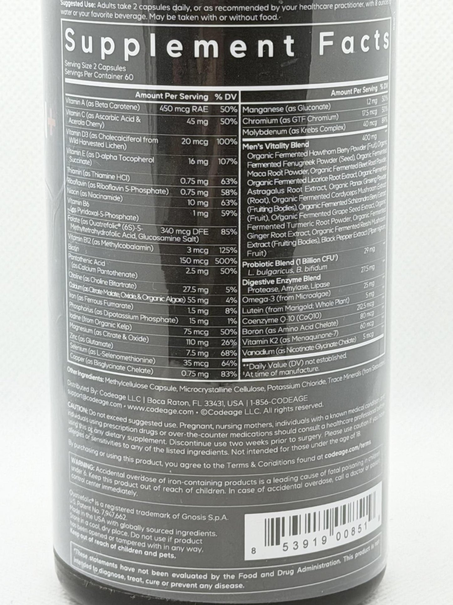 Codeage Fermented Men's Multivitamin 120caps