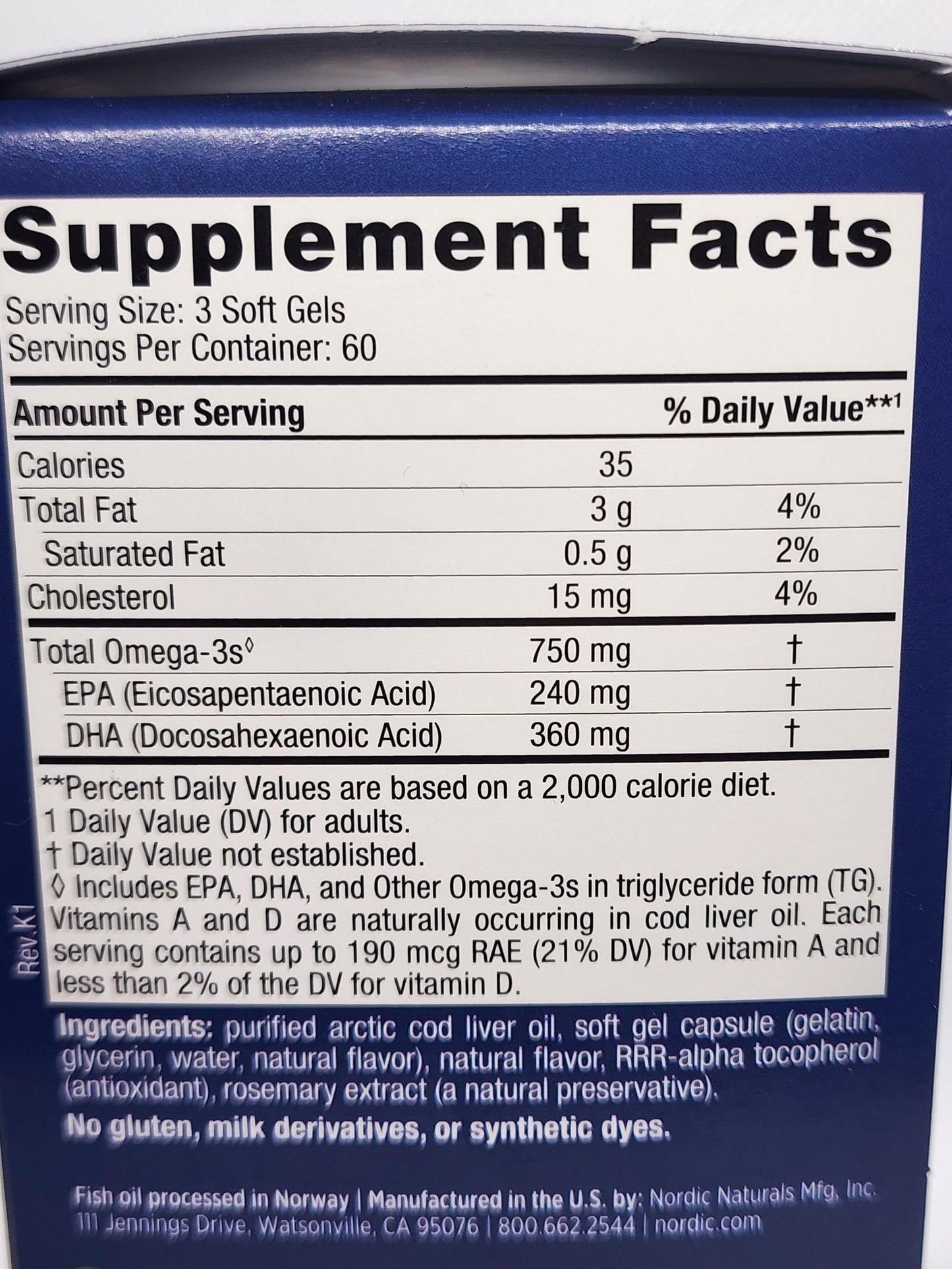 Nordic Naturals Cod Liver Oil, Lemon Caps 180ct