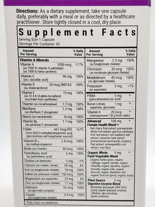 Bluebonnet Ladies One, Whole Food-based Multiple, 30vcaps