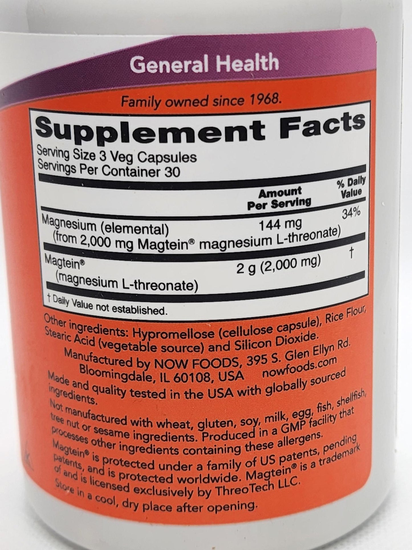 Now Magtein Magnesium L-Threonate 90 cap