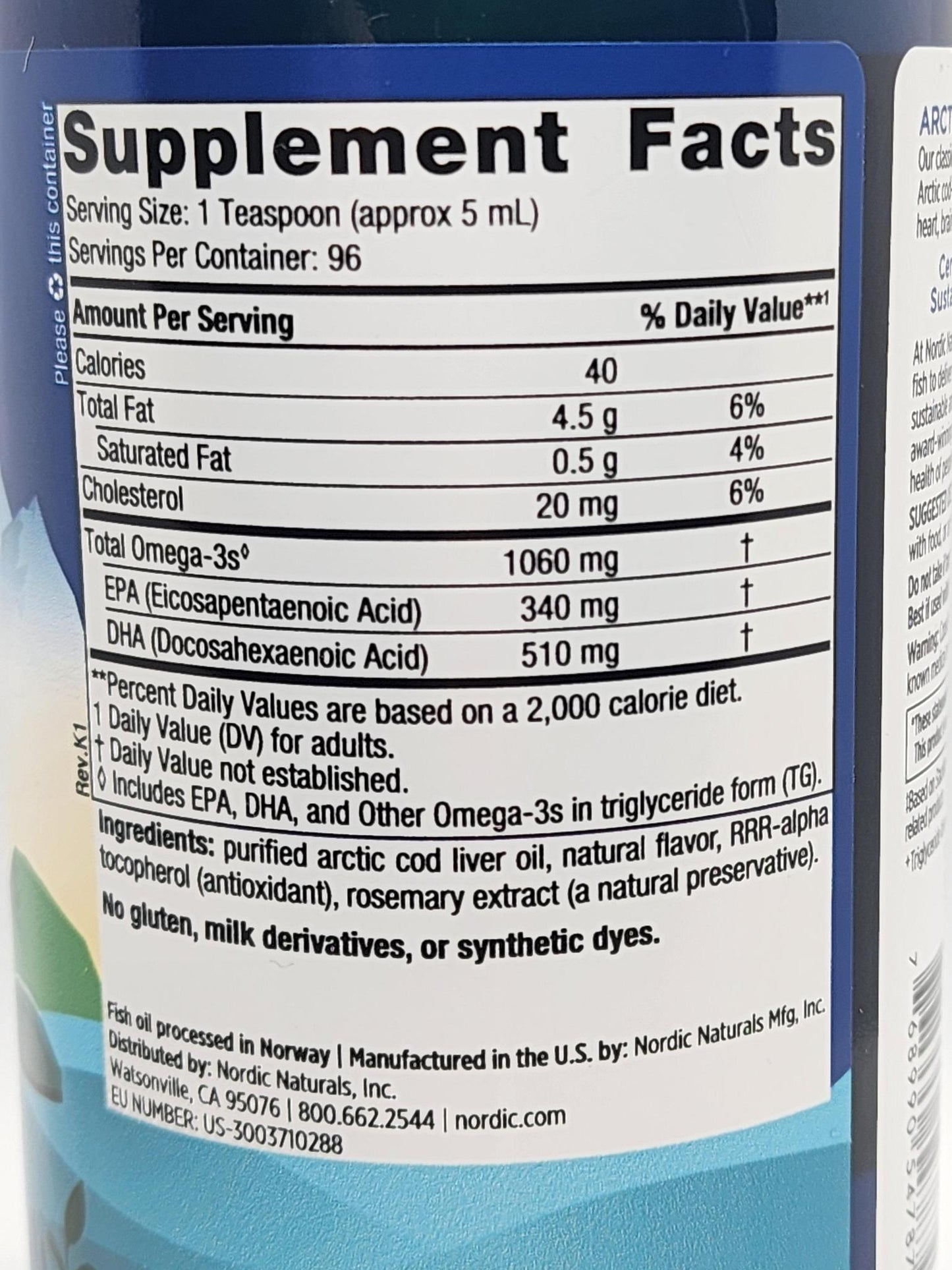 Nordic Naturals Cod Liver Oil, Orange 16oz