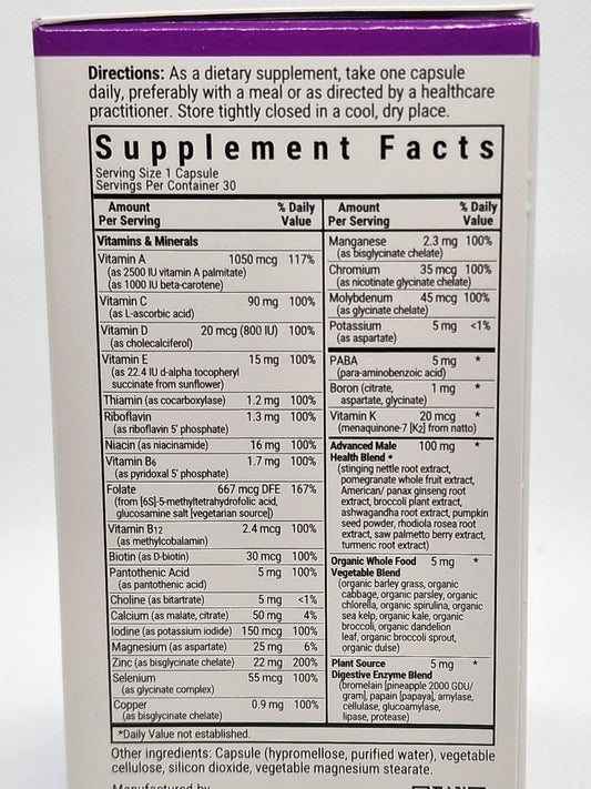 Bluebonnet Men's One, Whole Food-based Multiple, 30caps