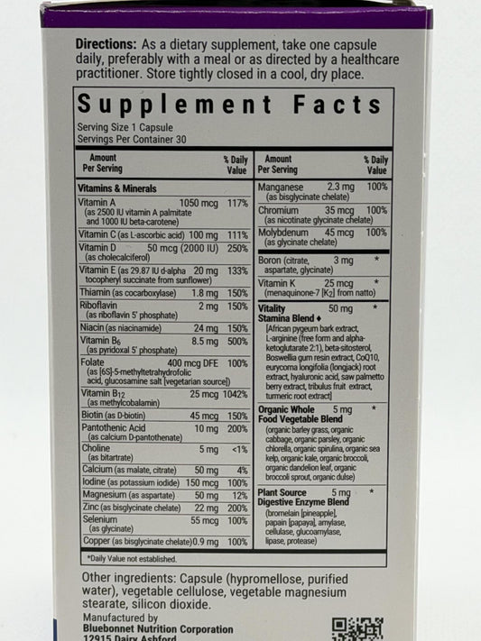 Bluebonnet Men's One, Whole Food-based Multiple 40+, 30vcaps