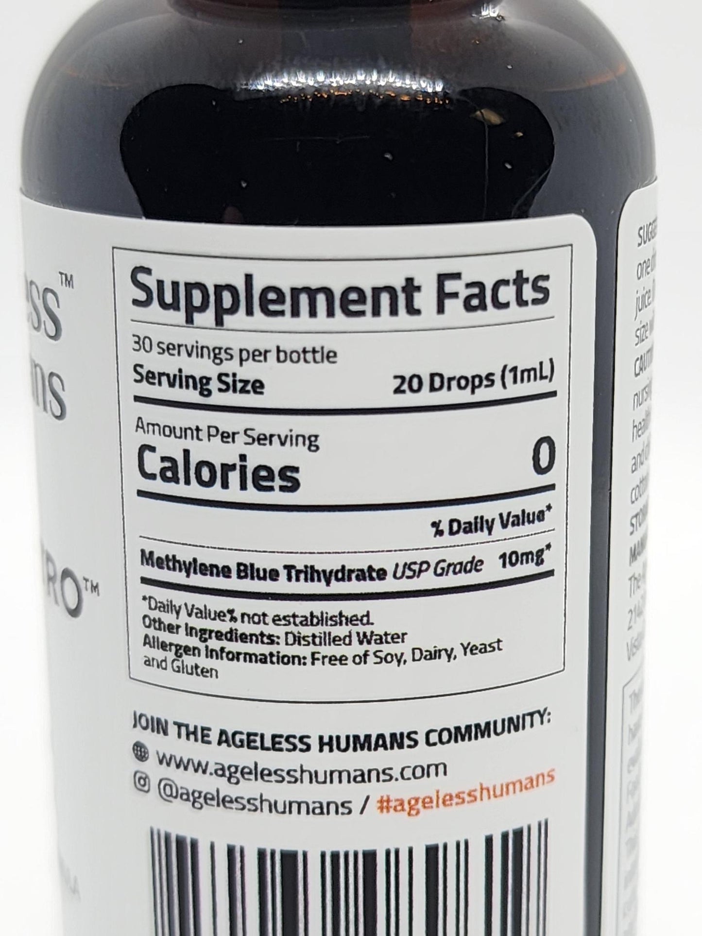 Ageless Humans Blue Nitro Methylene Blue Drops, 30ML