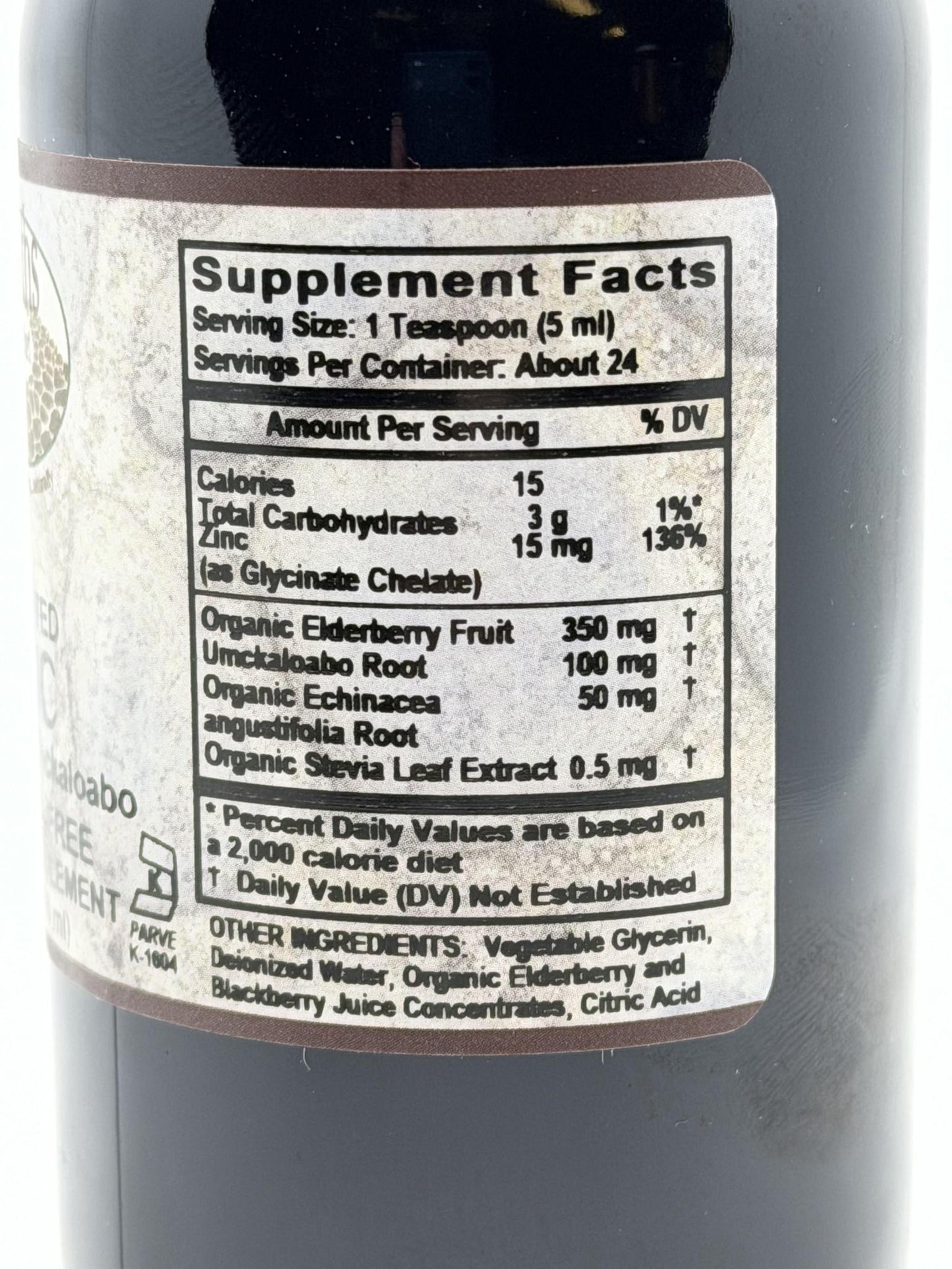 Old Paths Zinc, Elderberry and Umckaloabo Syrup 4oz