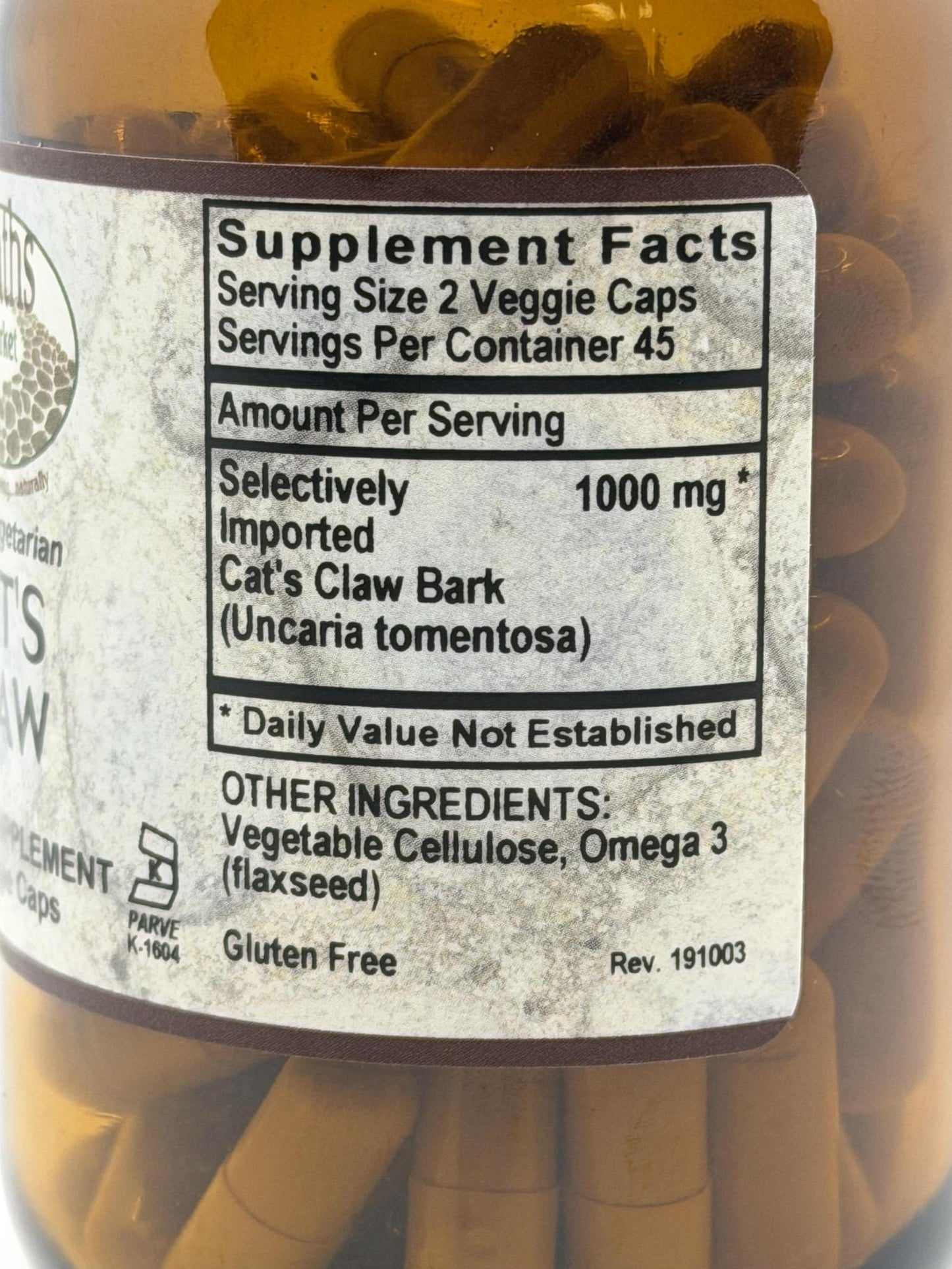 Old Paths Cat's Claw Capsules, Standardized, 90ct