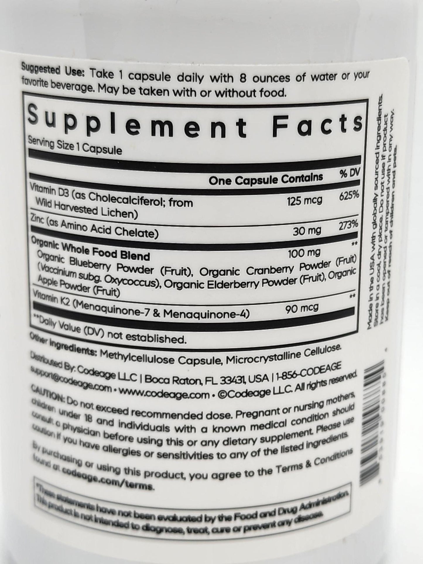 CODEAGE Amen Vitamin D K2 & Zinc, 60caps