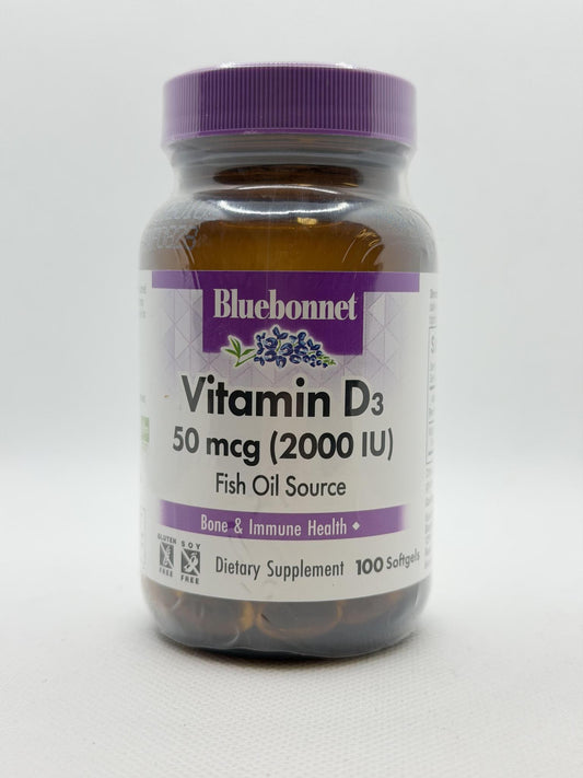 Bluebonnet Vitamin D3 2000 IU, 100 soft-gels