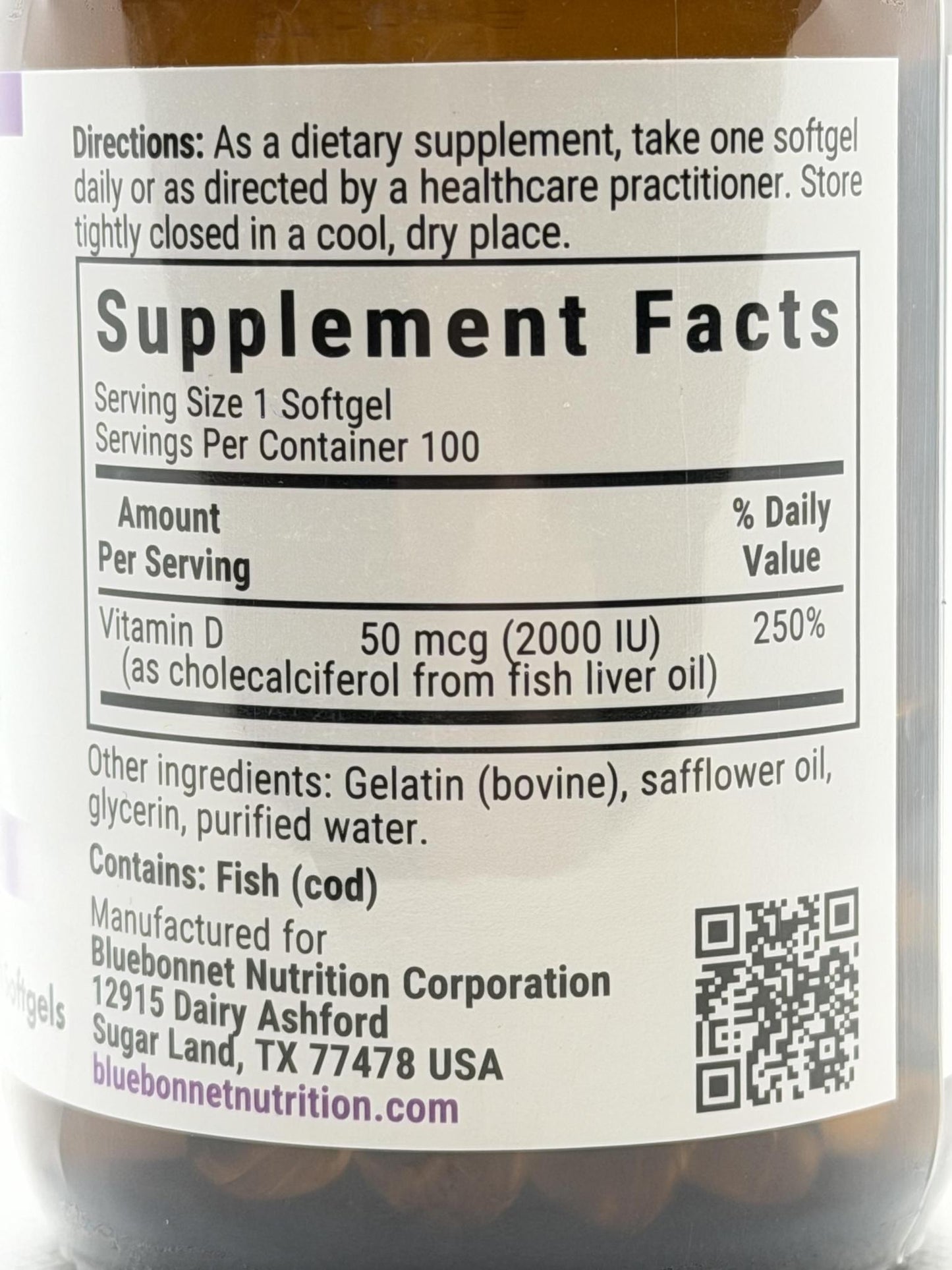 Bluebonnet Vitamin D3 2000 IU, 100 soft-gels