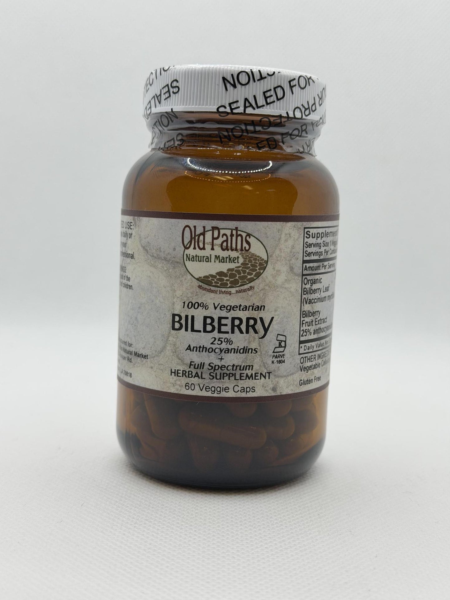 Old Paths Bilberry Powder Capsules Standardized, 60 ct