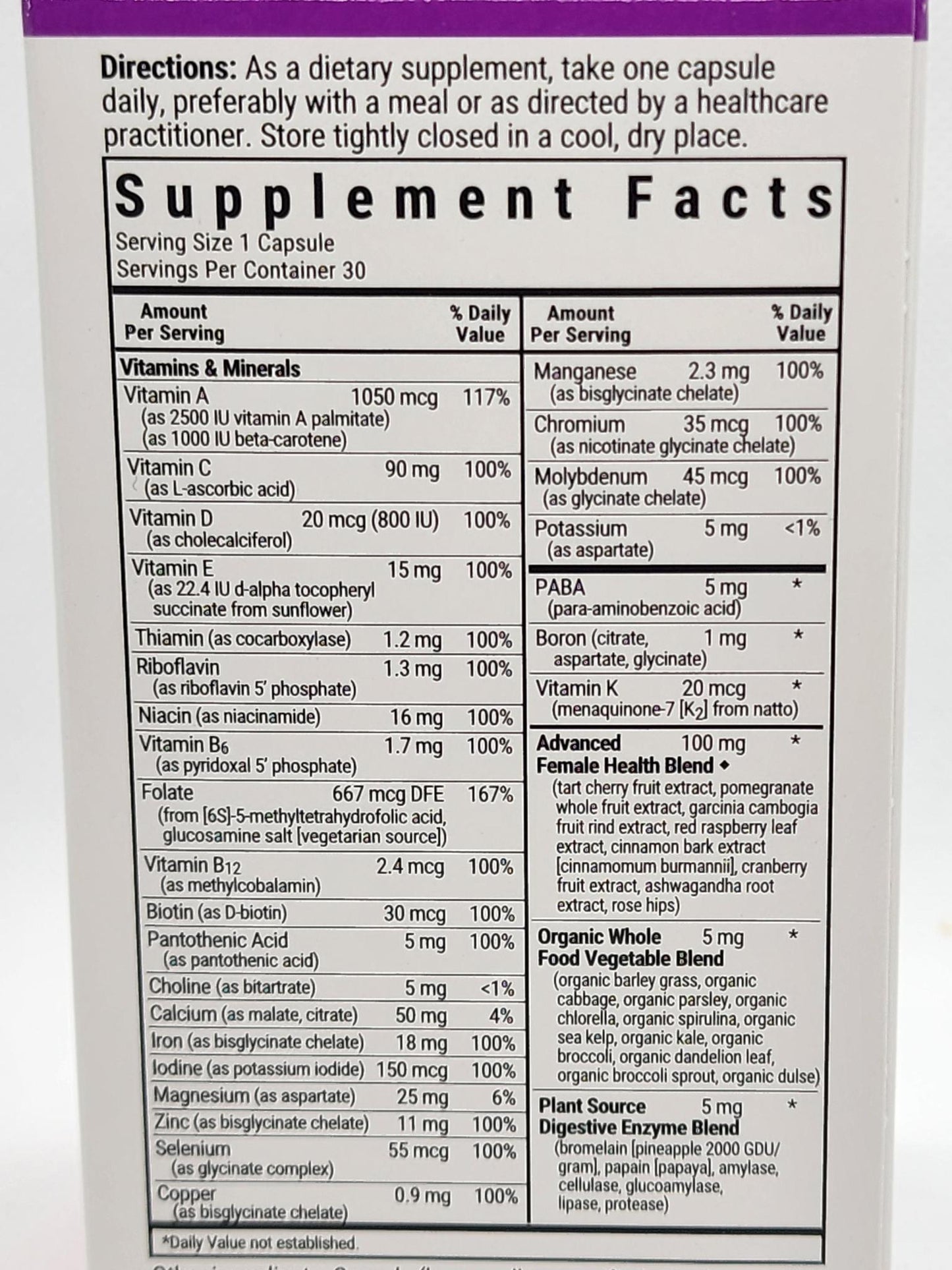 Bluebonnet Ladies One, Whole Food-based Multiple, 30vcaps