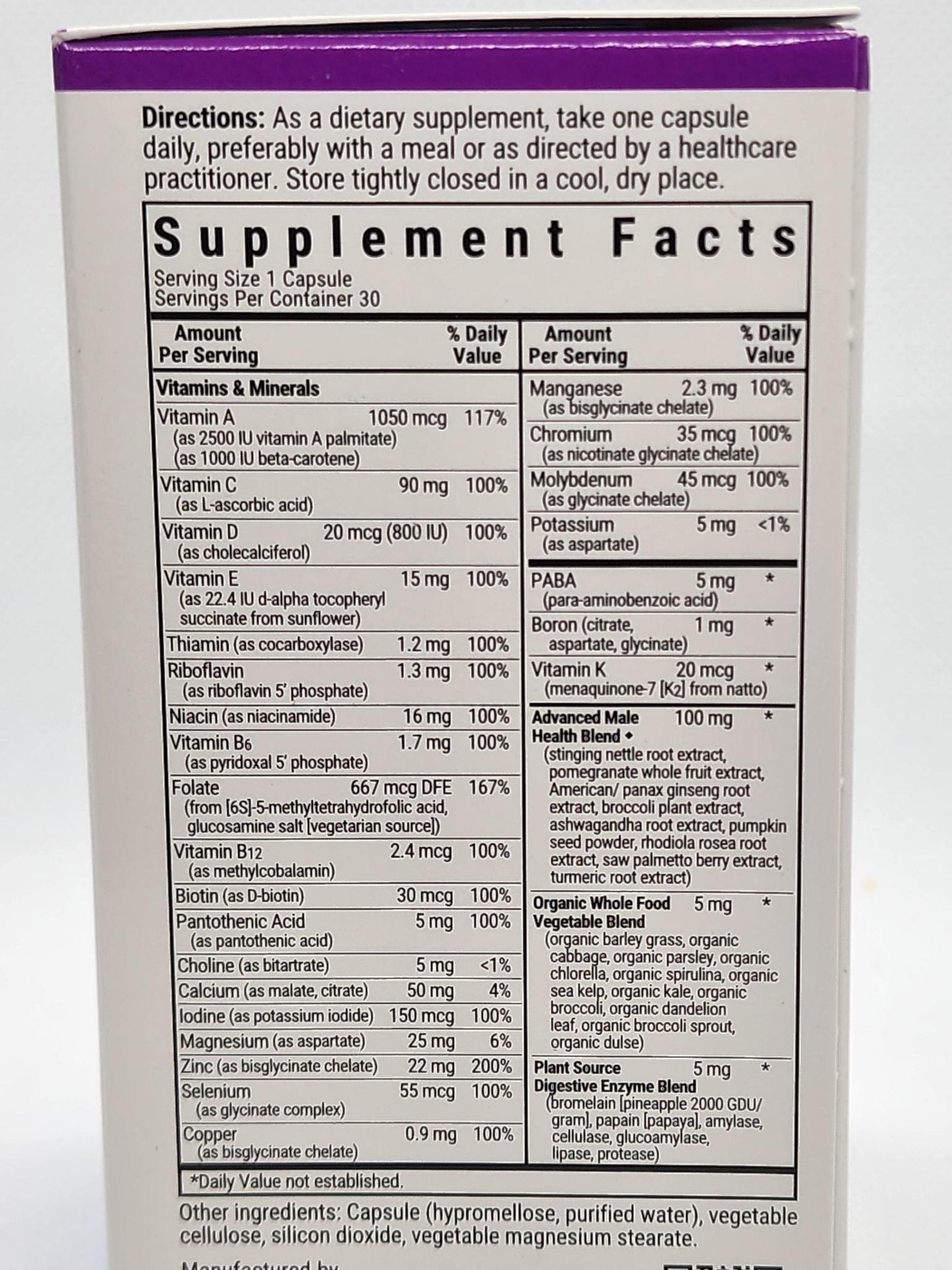 Bluebonnet Men's One, Whole Food-based Multiple, 30caps