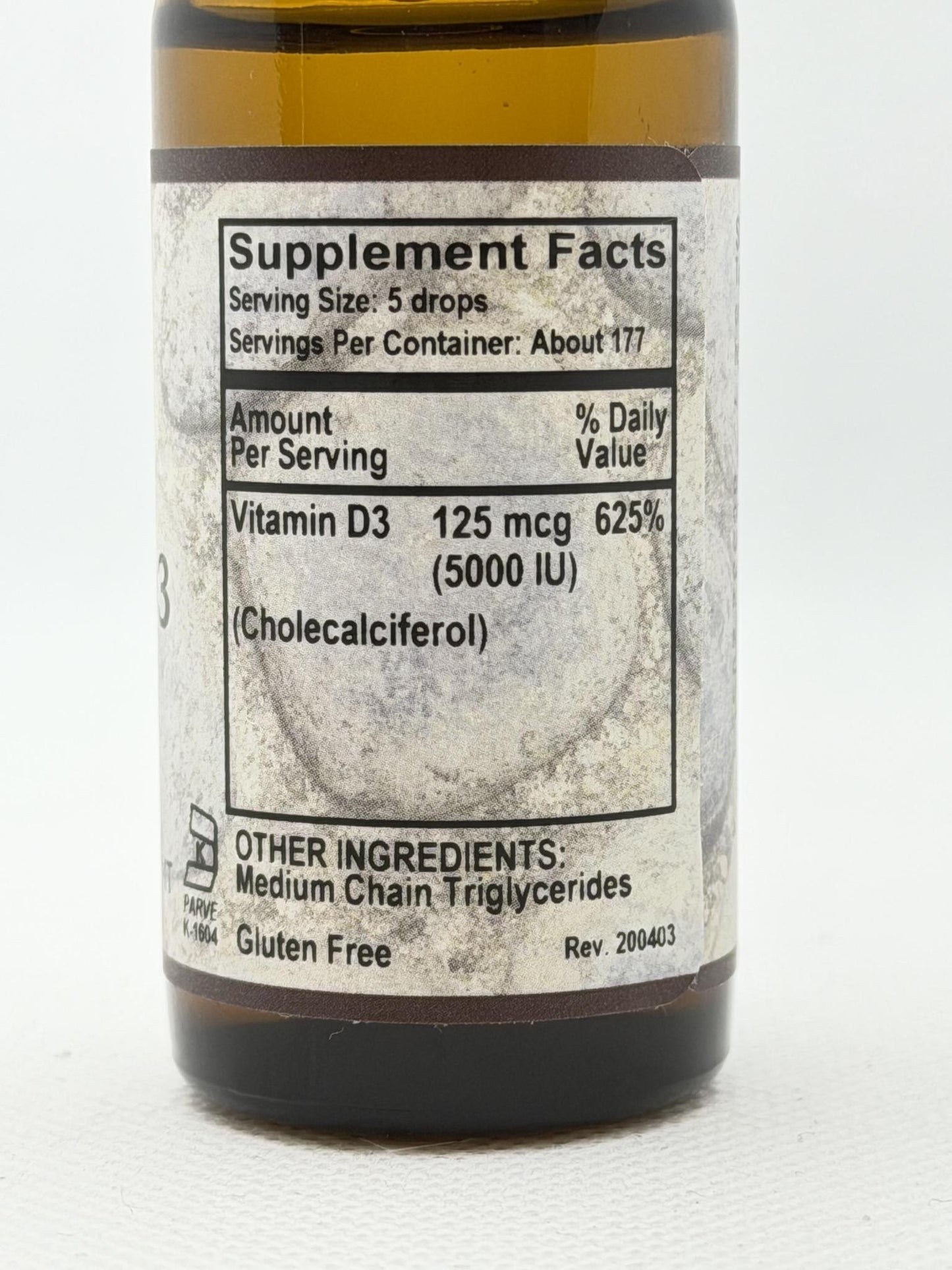 Old Paths Vitamin D3 125mcg (5000 IU) No Flavor (MCT Oil) 1oz