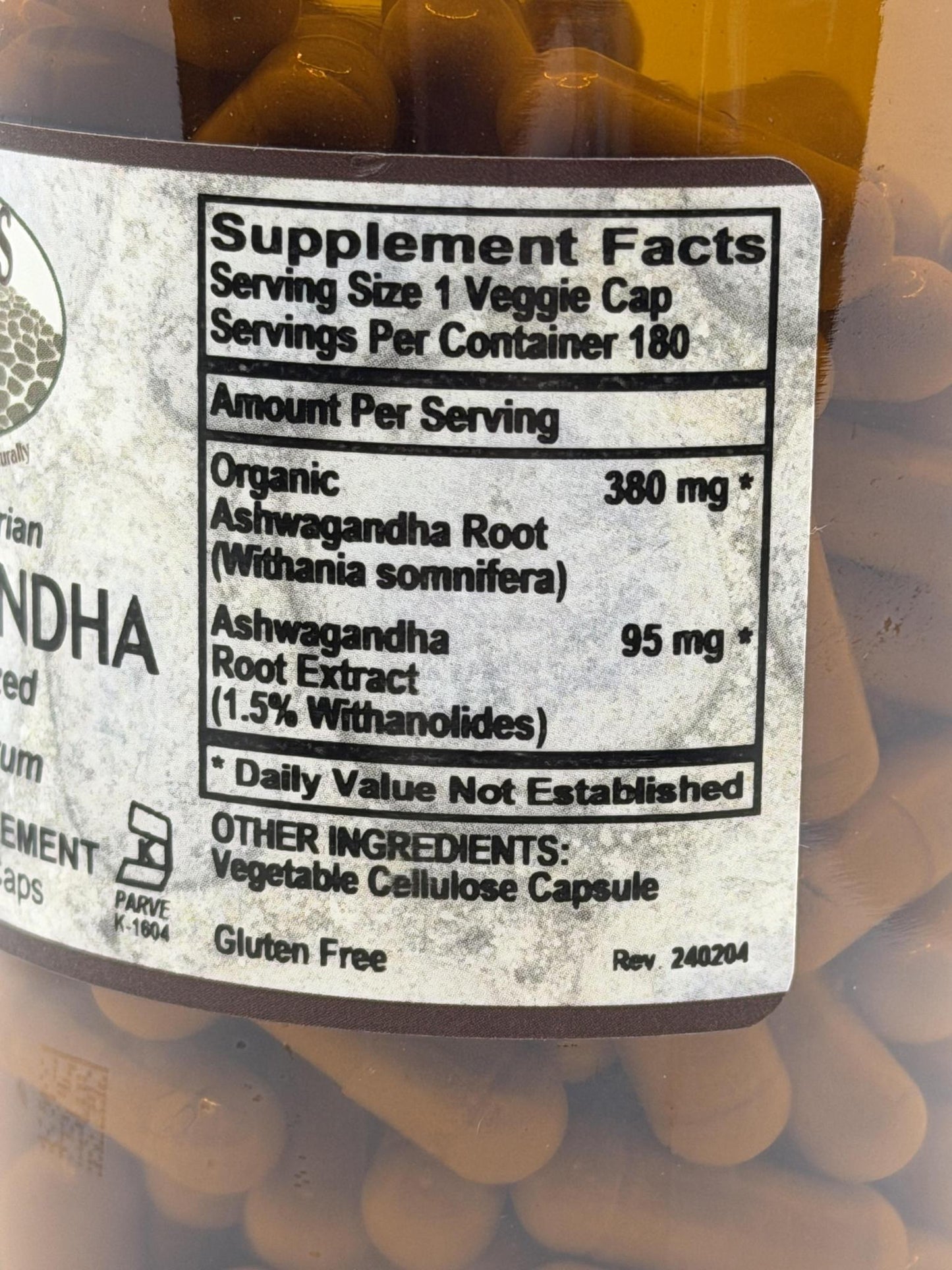Old Paths Ashwagandha Powder Capsules 180ct