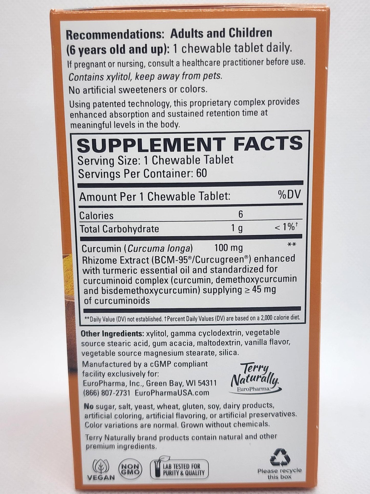 Terry Naturally CuraMed Superior Absorption 60 chewable tablets